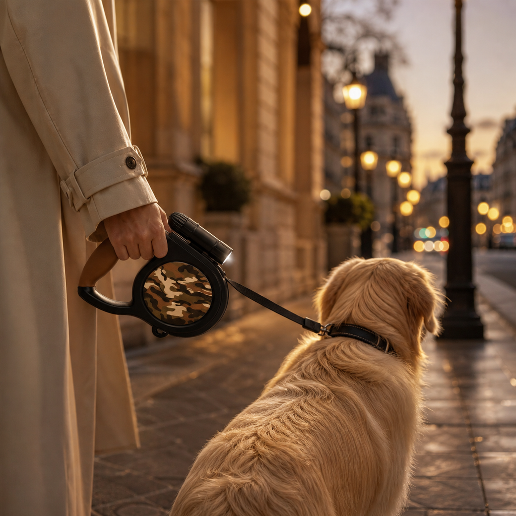 Laisse Rétractable LED Toutou & Minou  — Sécurité Nocturne pour Grand Chien  jusqu'à 50kg