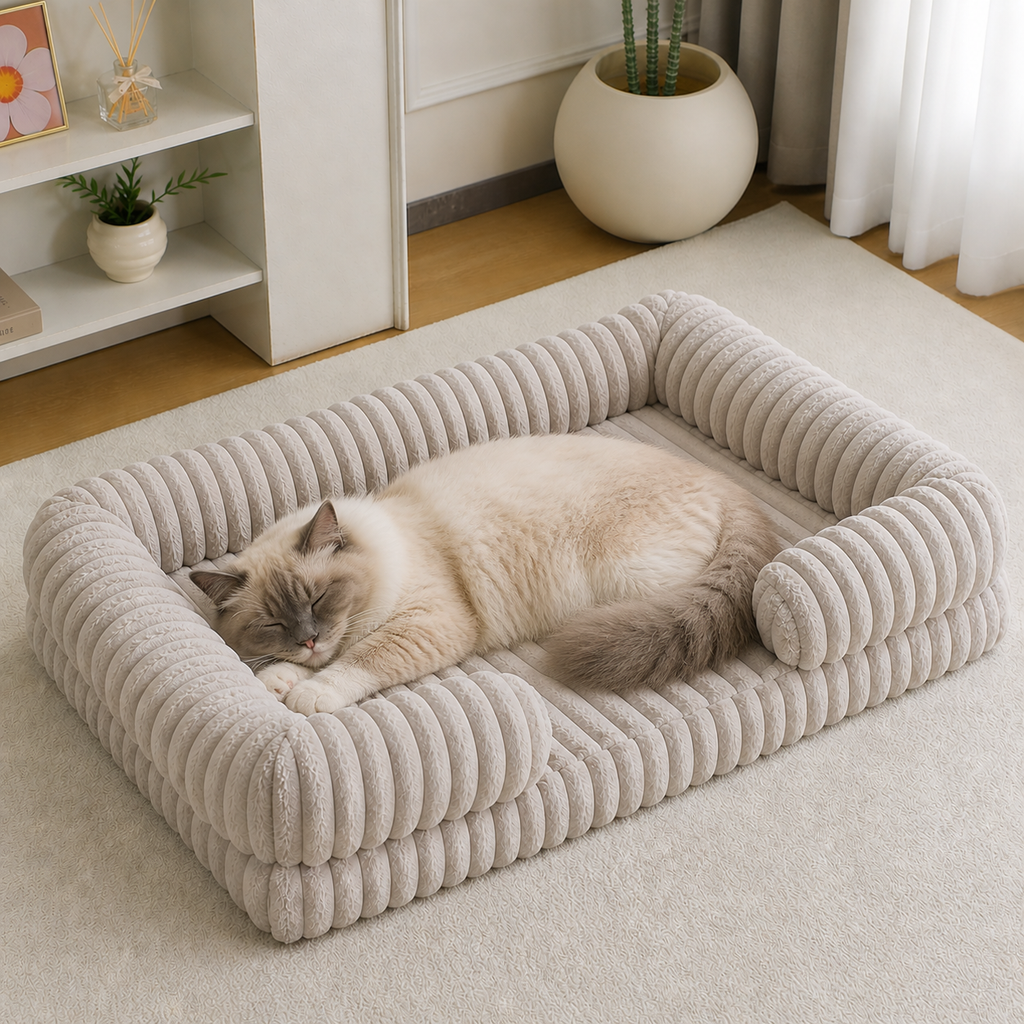 Grand Lit Chaud Douillet Toutou & Minou  — Cocon Ultra-Doux pour Chien & Chat,  5 Tailles Disponibles