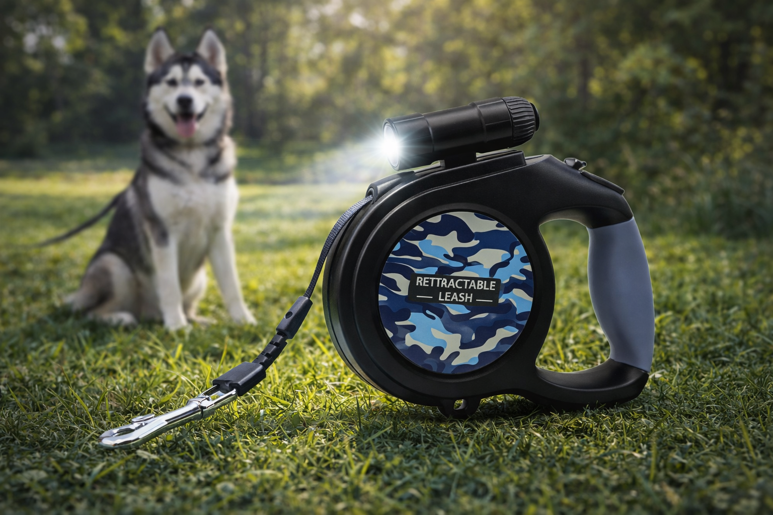 Laisse Rétractable LED pour Grand Chien jusqu'à 50kg