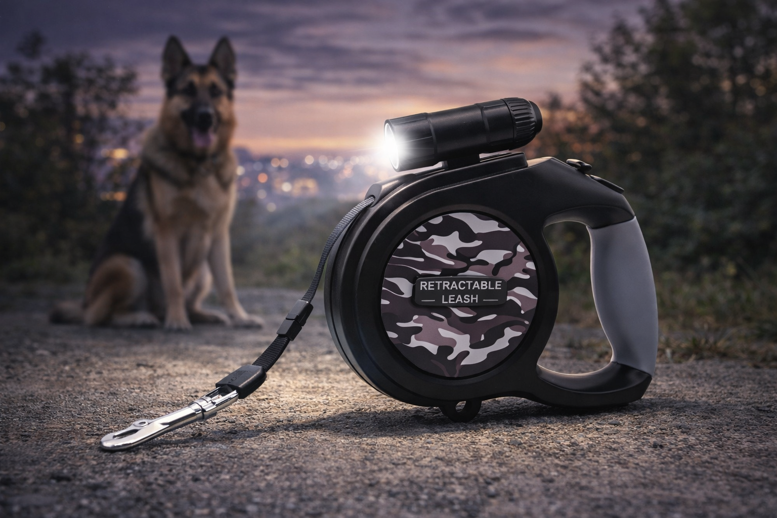 Laisse Rétractable LED pour Grand Chien jusqu'à 50kg